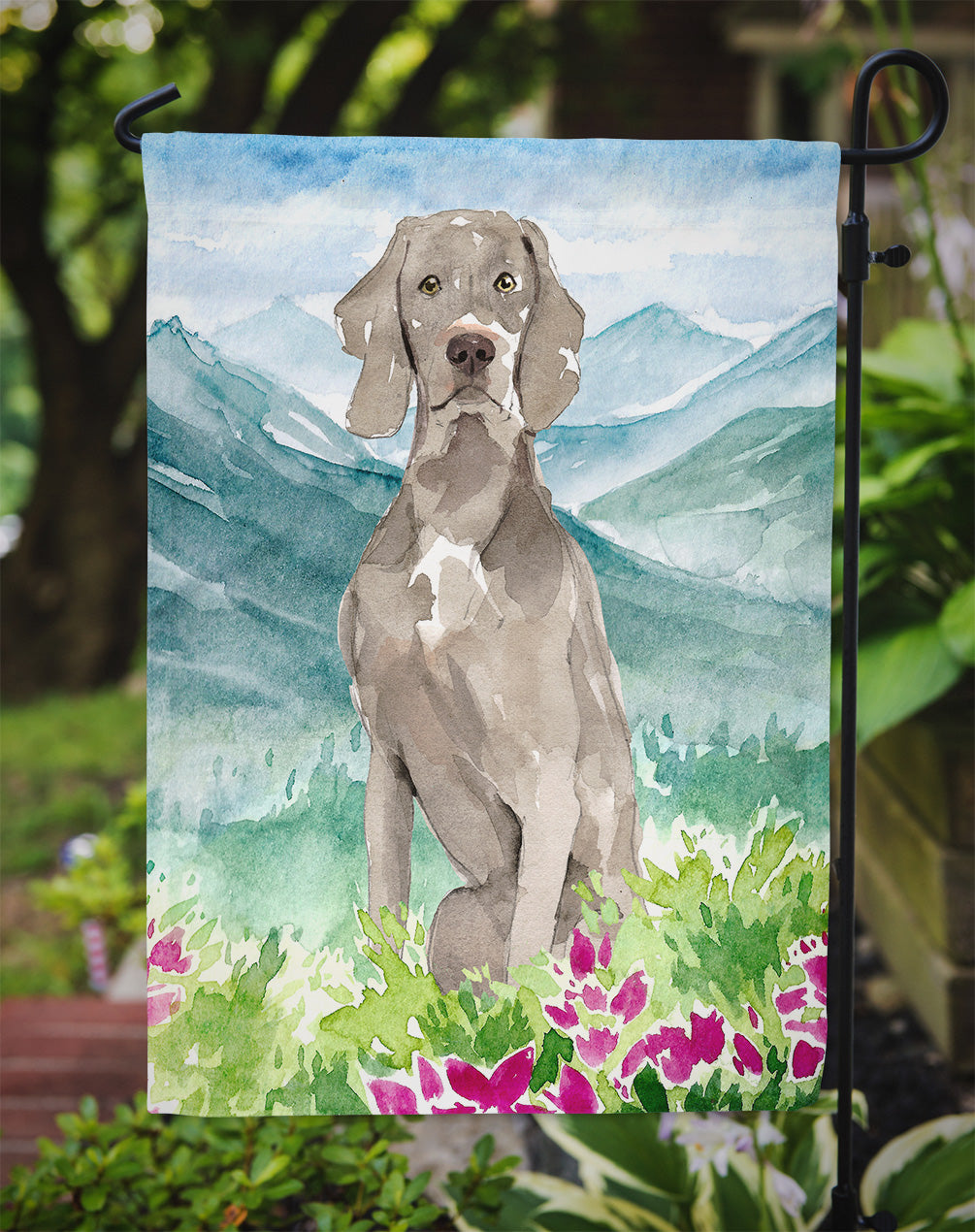 Mountian Flowers Weimaraner Flag Garden Size CK2517GF  the-store.com.