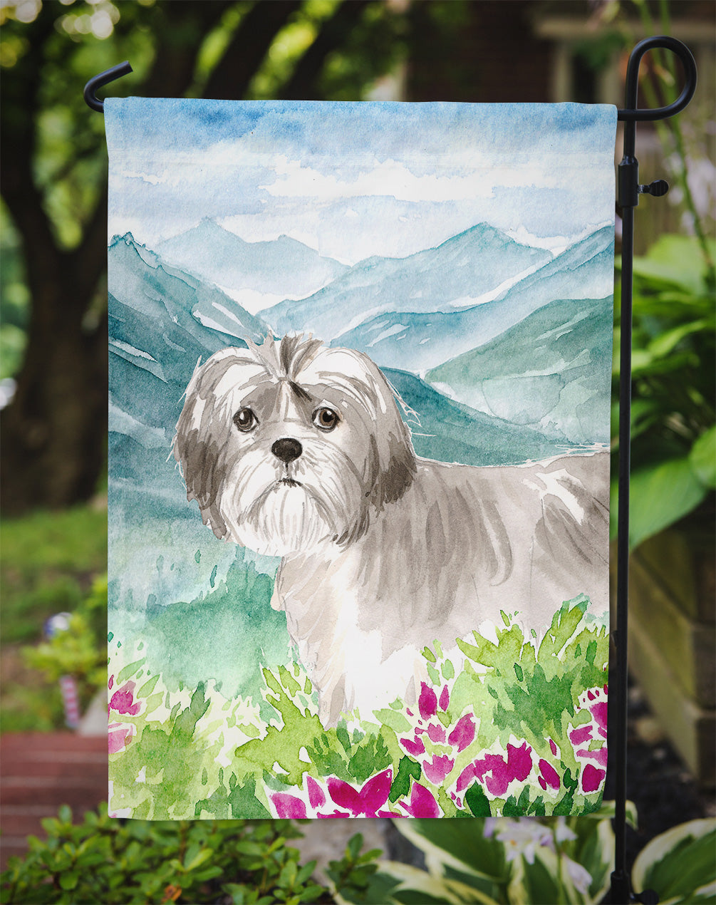 Mountain Flowers Shih Tzu Puppy Flag Garden Size CK2520GF  the-store.com.