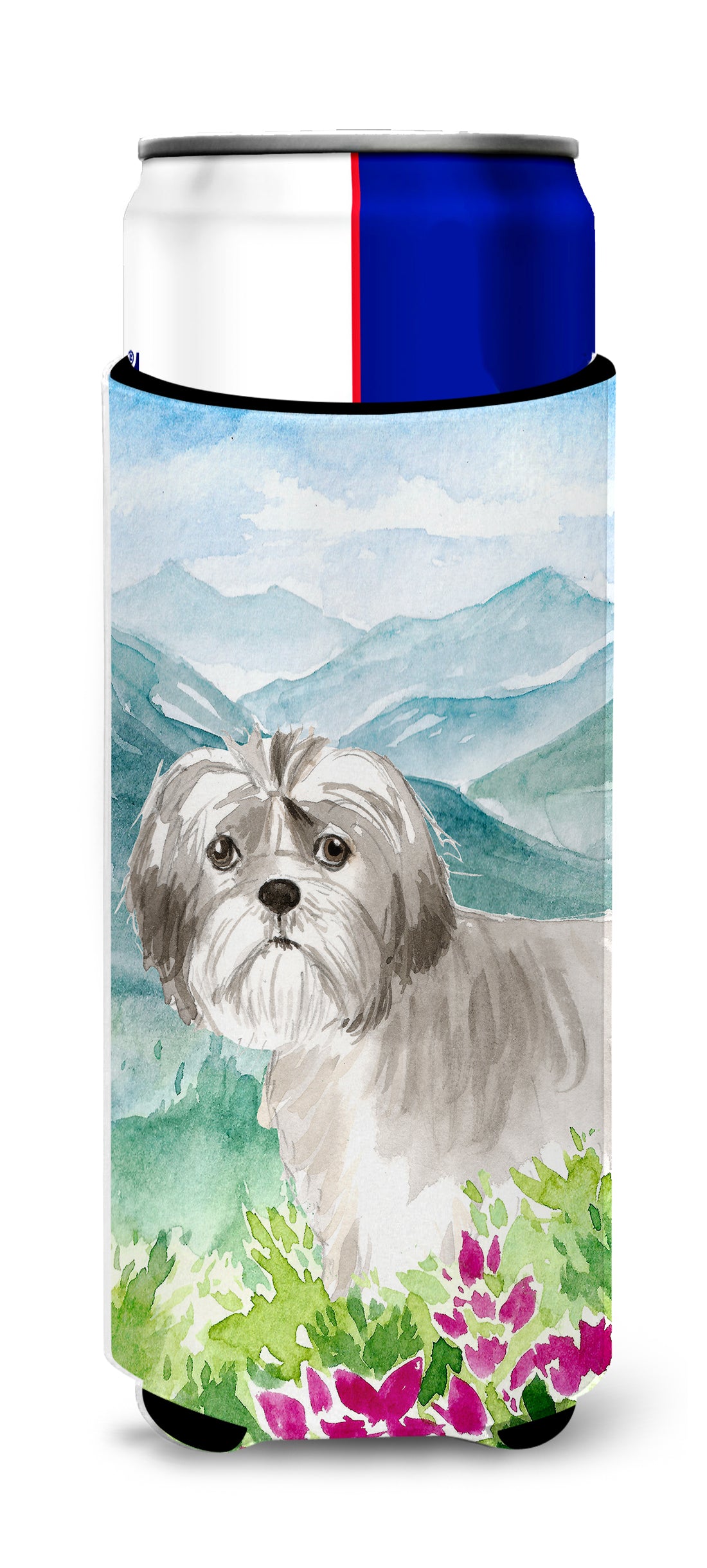 Mountain Flowers Shih Tzu Puppy  Ultra Hugger for slim cans CK2520MUK  the-store.com.