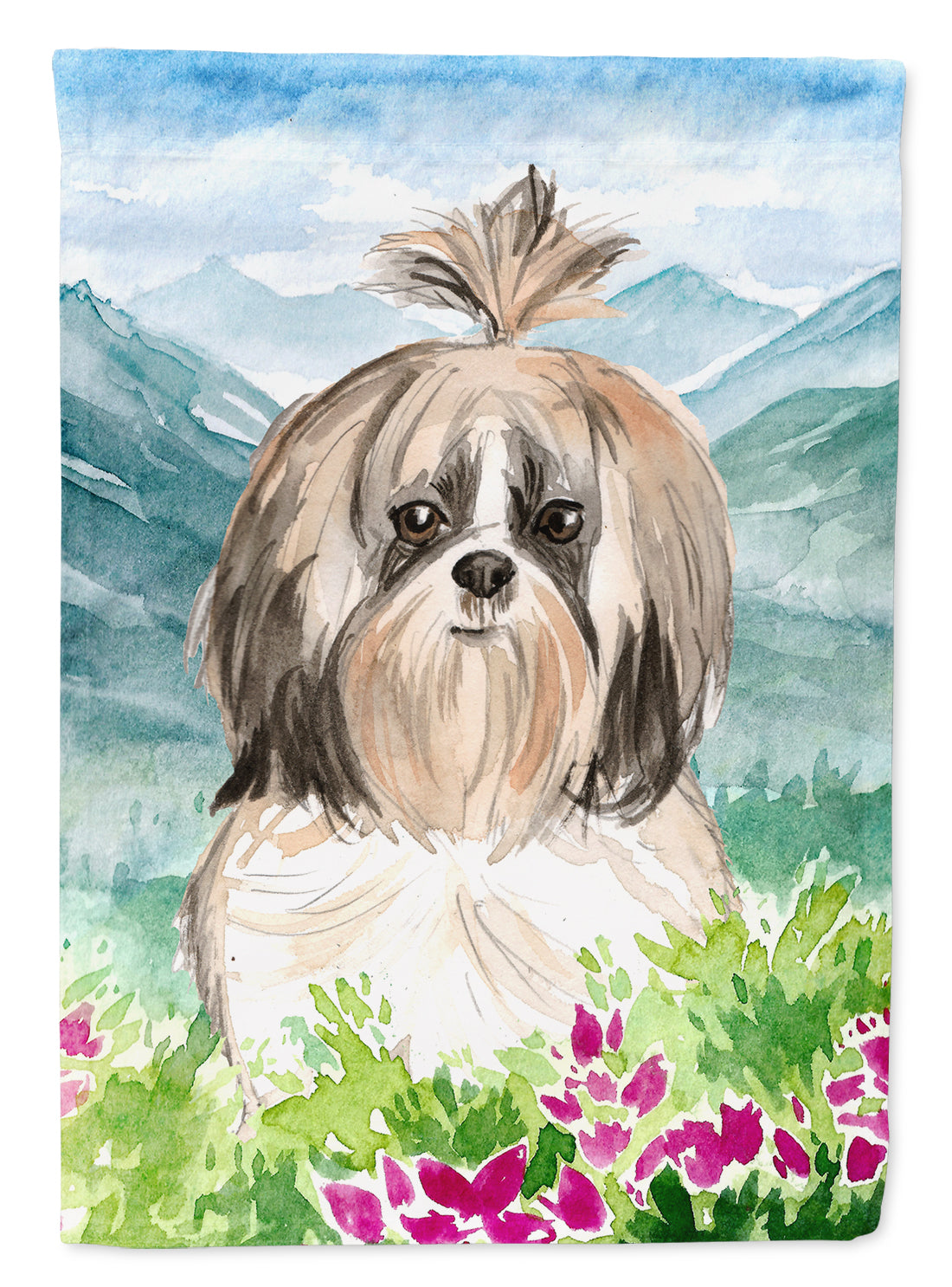 Mountain Flowers Shih Tzu Flag Garden Size CK2521GF  the-store.com.