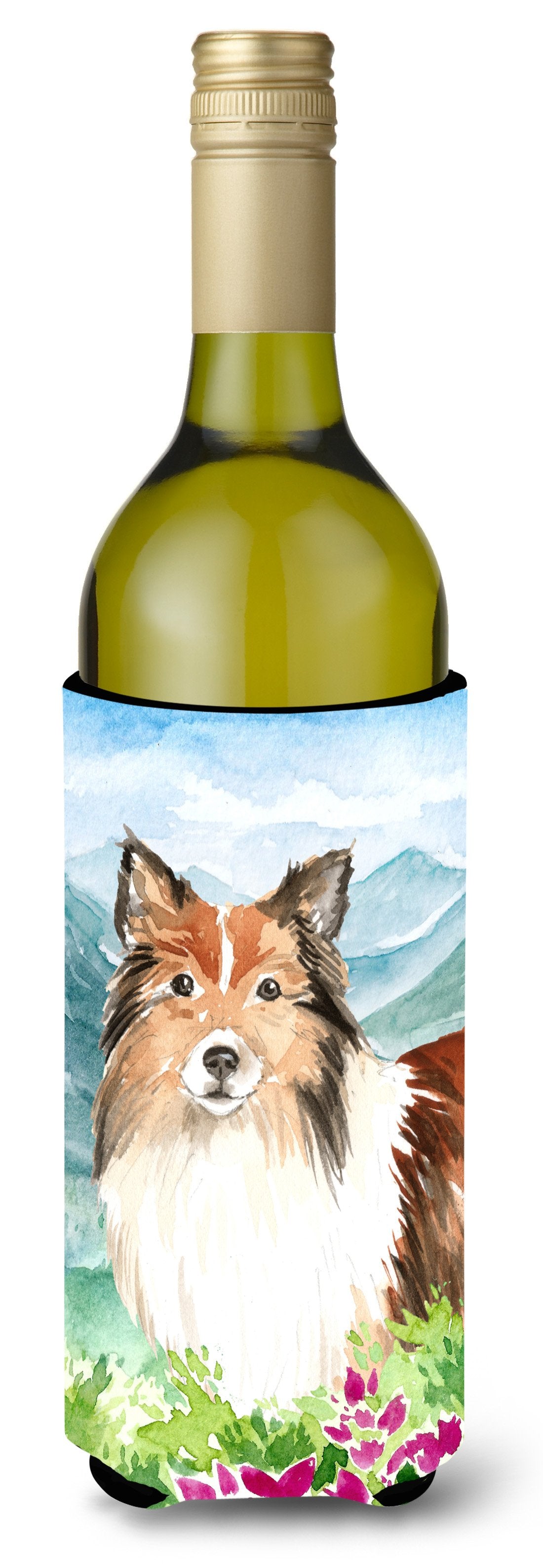 Mountain Flowers Sheltie Wine Bottle Beverage Insulator Hugger CK2522LITERK by Caroline's Treasures