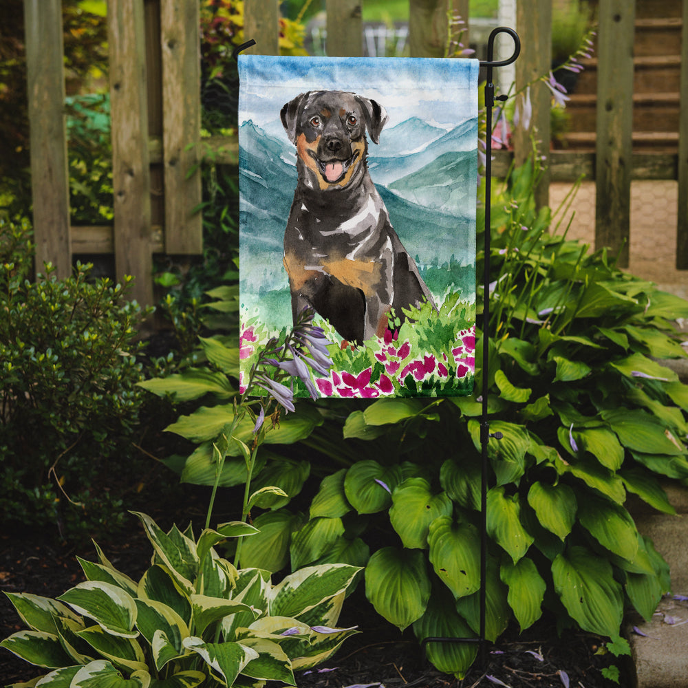 Mountain Flowers Rottweiler Flag Garden Size CK2526GF  the-store.com.