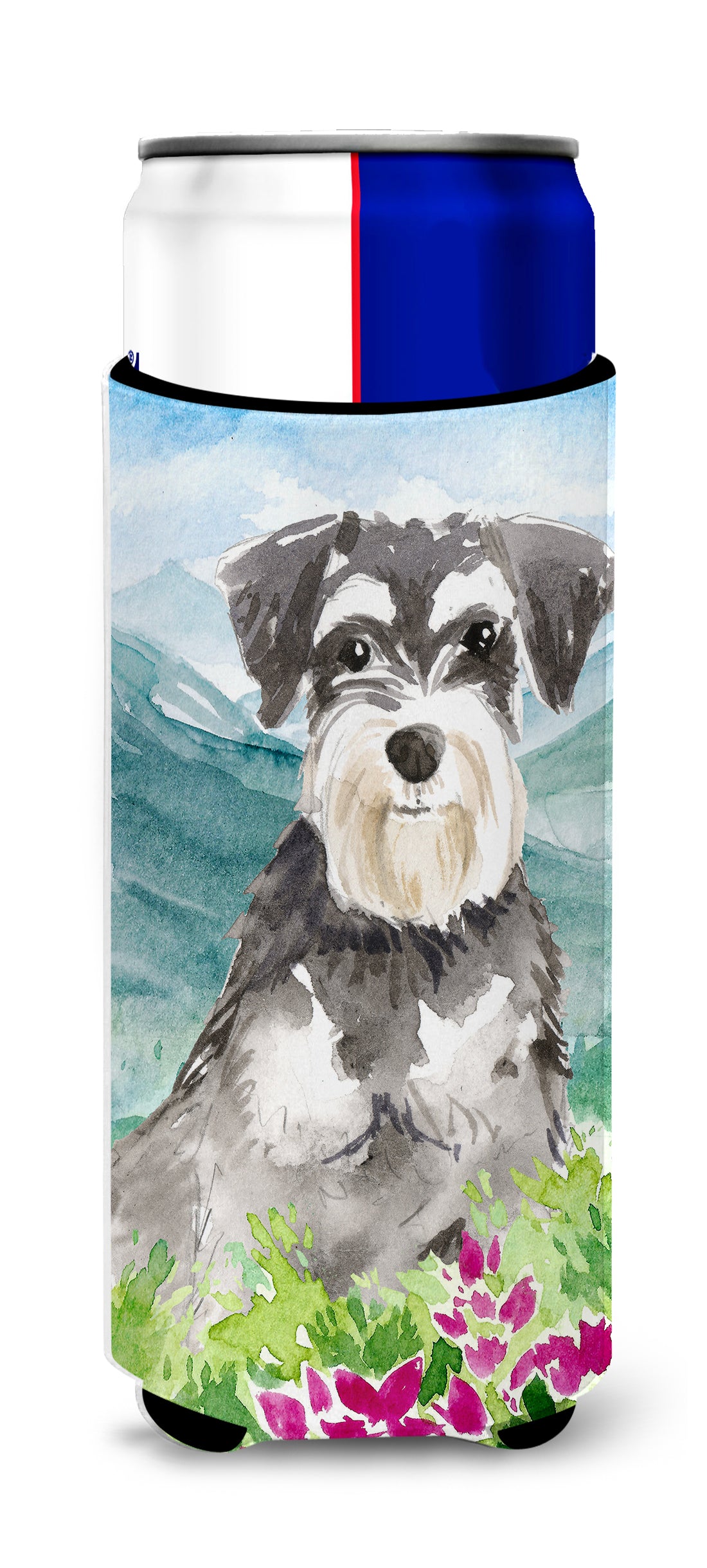 Mountain Flowers Schnauzer #2  Ultra Hugger for slim cans CK2528MUK  the-store.com.