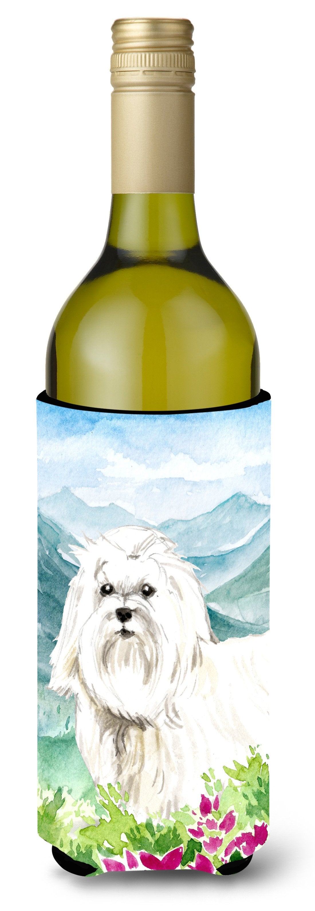 Mountain Flowers Maltese Wine Bottle Beverage Insulator Hugger CK2529LITERK by Caroline's Treasures