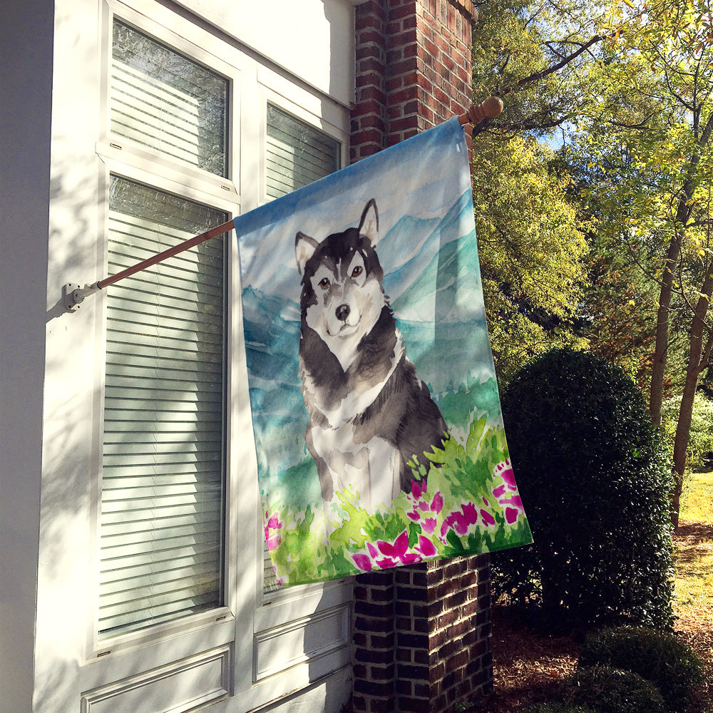 Mountain Flowers Alaskan Malamute Flag Canvas House Size CK2530CHF  the-store.com.