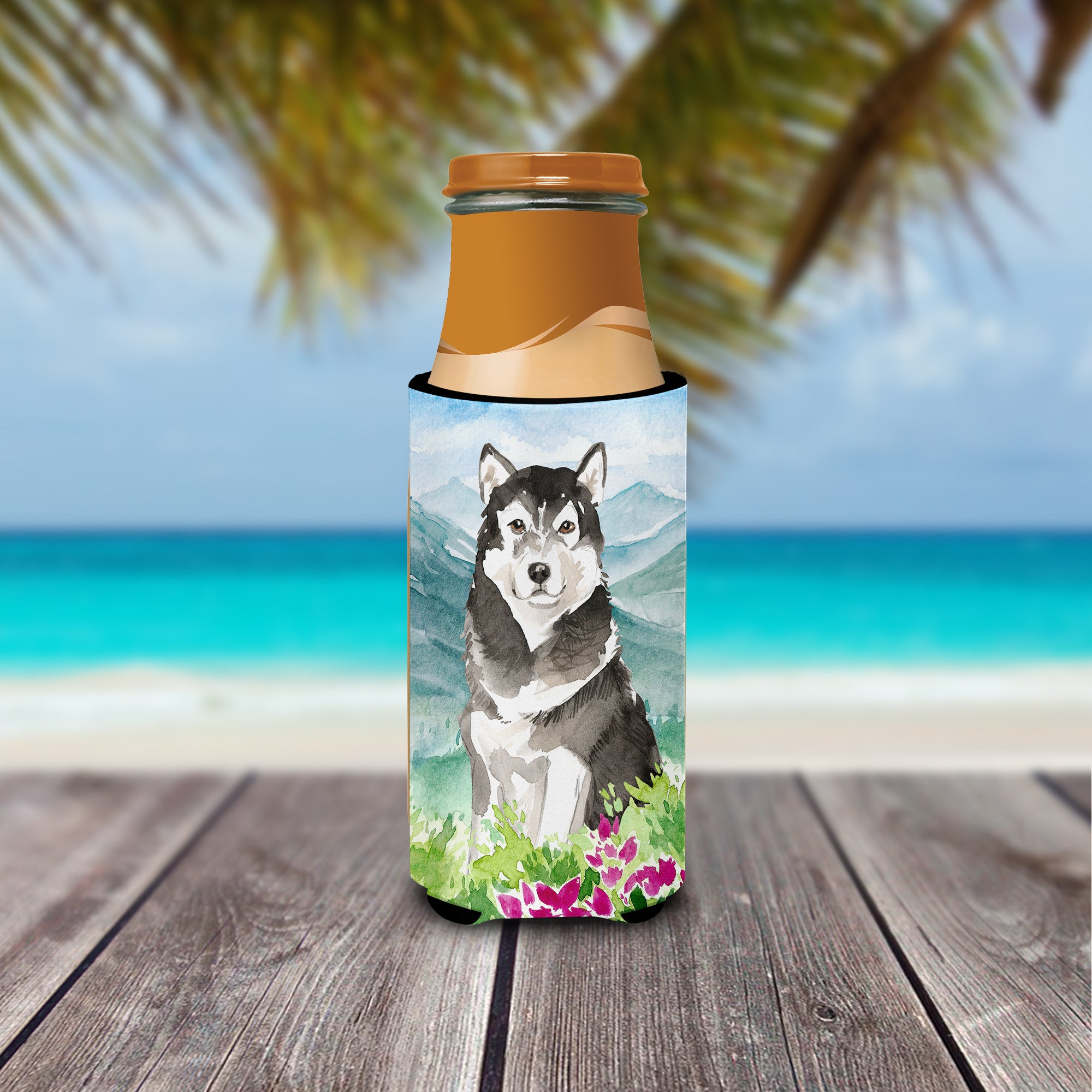 Mountain Flowers Alaskan Malamute  Ultra Hugger for slim cans CK2530MUK  the-store.com.