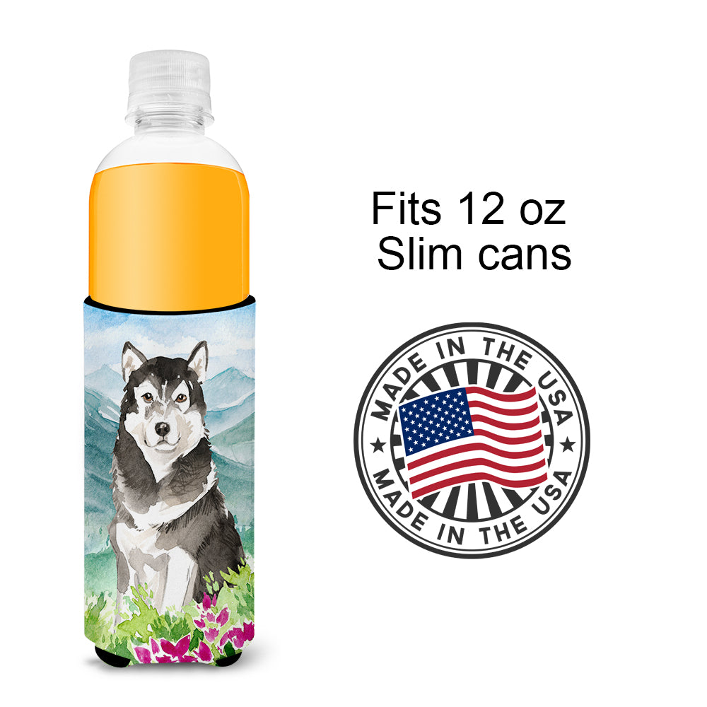 Mountain Flowers Alaskan Malamute  Ultra Hugger for slim cans CK2530MUK  the-store.com.