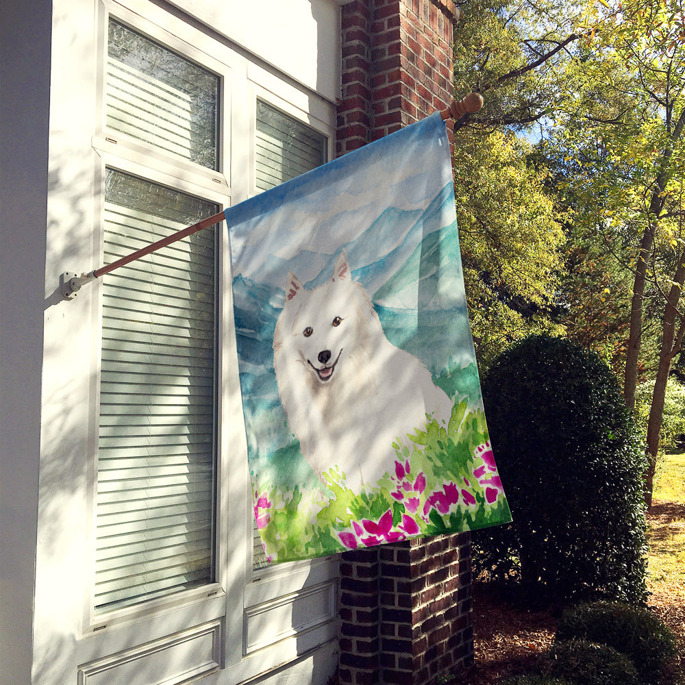 Mountain Flowers Japanese Spitz Flag Canvas House Size CK2533CHF  the-store.com.