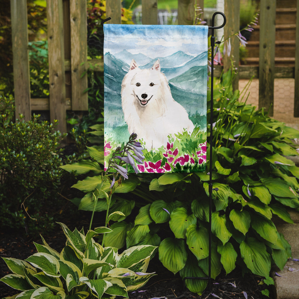 Mountain Flowers Japanese Spitz Flag Garden Size CK2533GF  the-store.com.