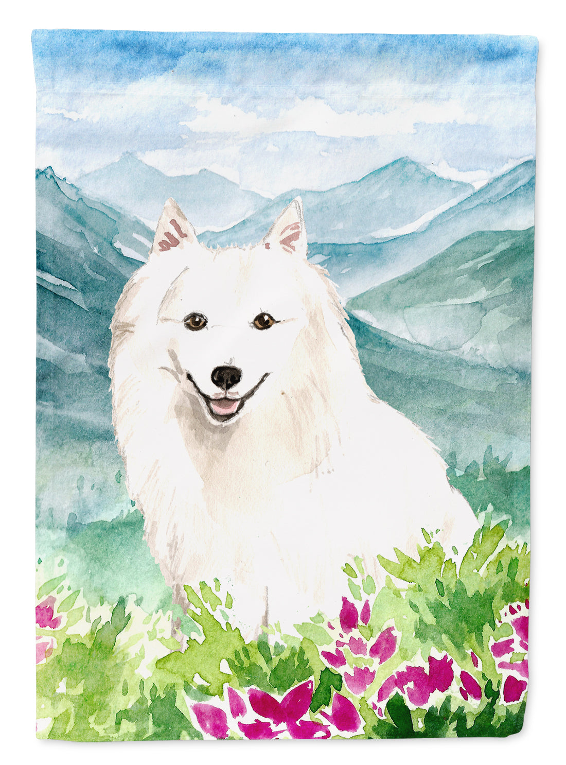 Mountain Flowers Japanese Spitz Flag Garden Size CK2533GF  the-store.com.