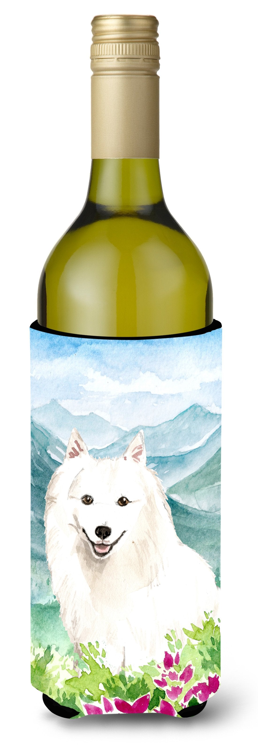 Mountain Flowers Japanese Spitz Wine Bottle Beverage Insulator Hugger CK2533LITERK by Caroline's Treasures