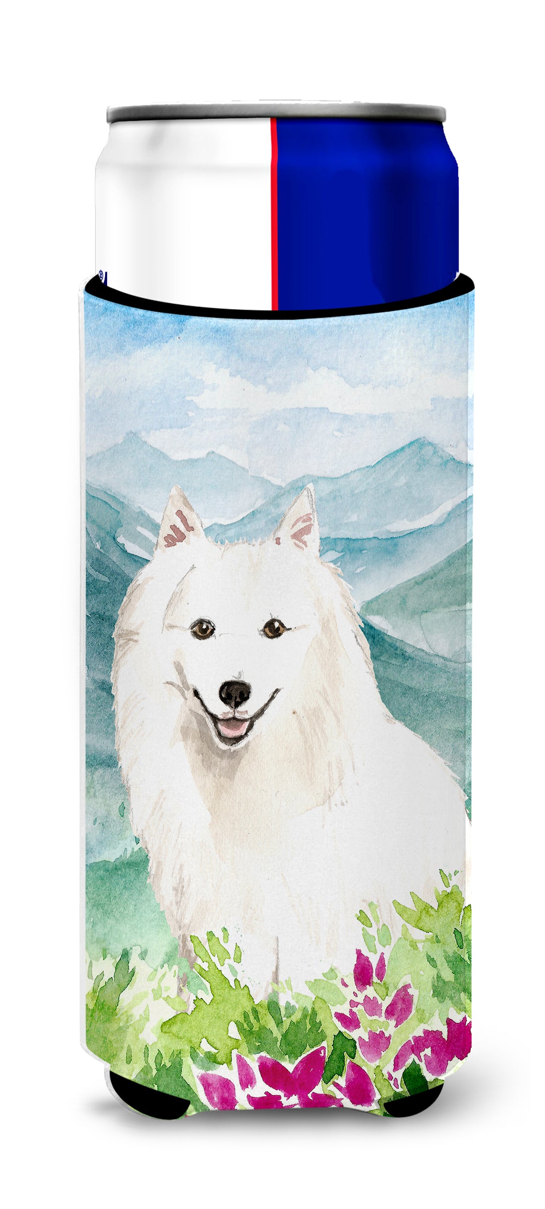 Mountain Flowers Japanese Spitz  Ultra Hugger for slim cans CK2533MUK  the-store.com.