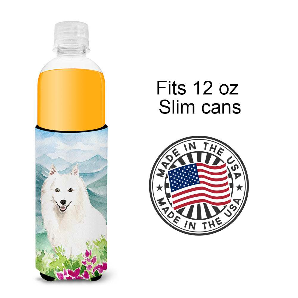 Mountain Flowers Japanese Spitz  Ultra Hugger for slim cans CK2533MUK  the-store.com.