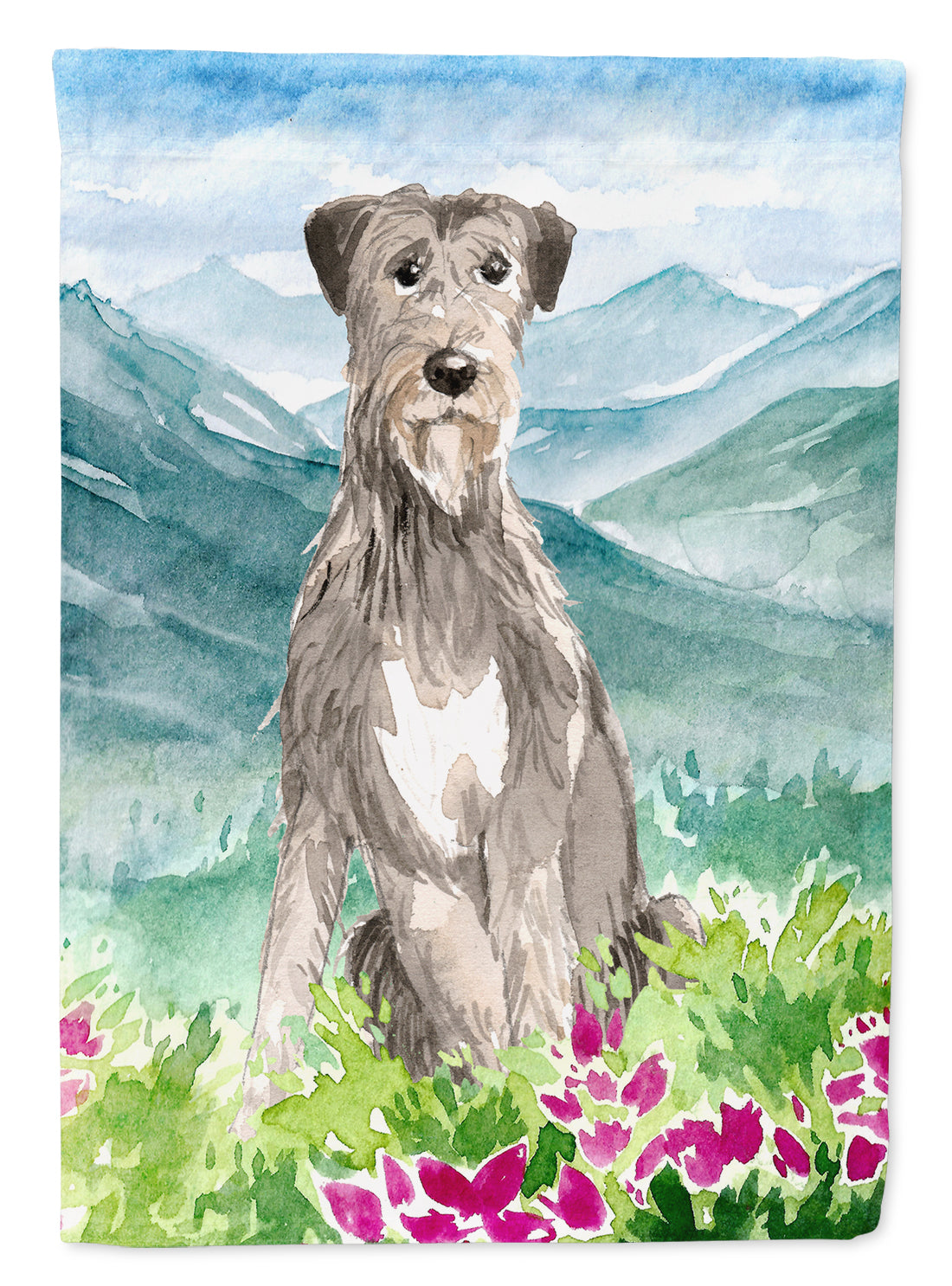 Mountain Flowers Irish Wolfhound Flag Garden Size CK2534GF  the-store.com.