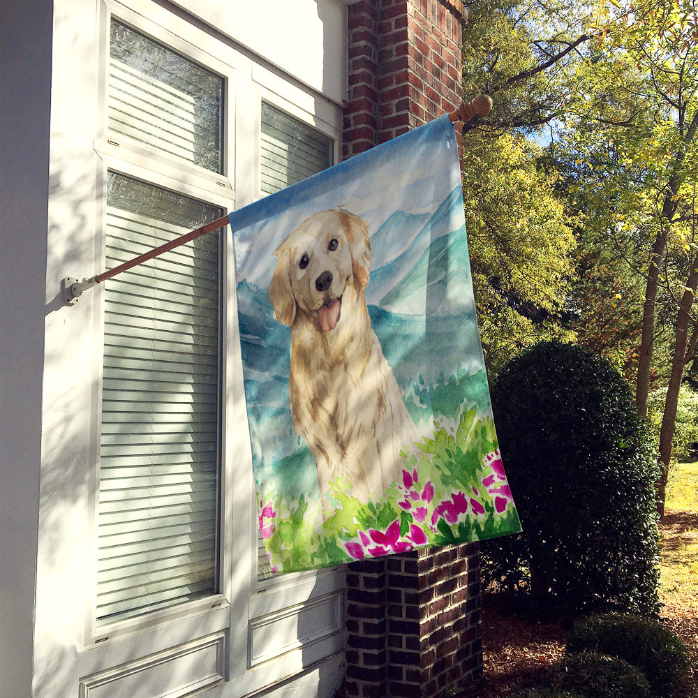 Mountain Flowers Golden Retriever Flag Canvas House Size CK2536CHF  the-store.com.