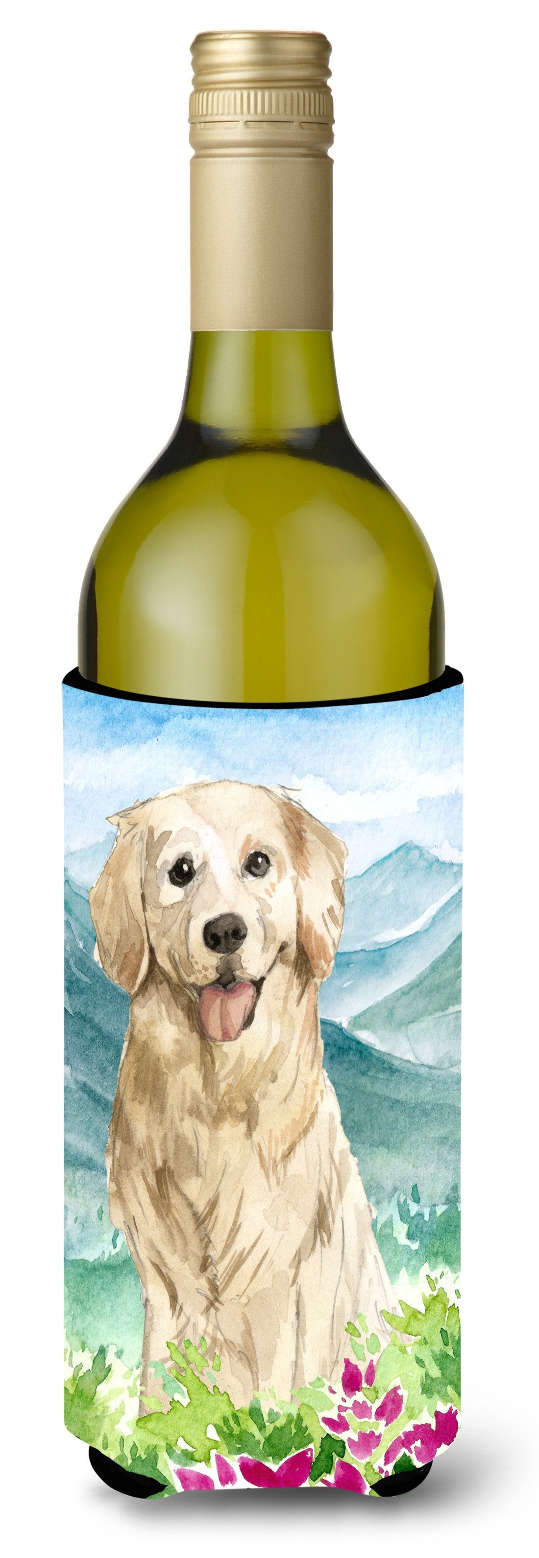 Mountain Flowers Golden Retriever Wine Bottle Beverage Insulator Hugger CK2536LITERK by Caroline's Treasures