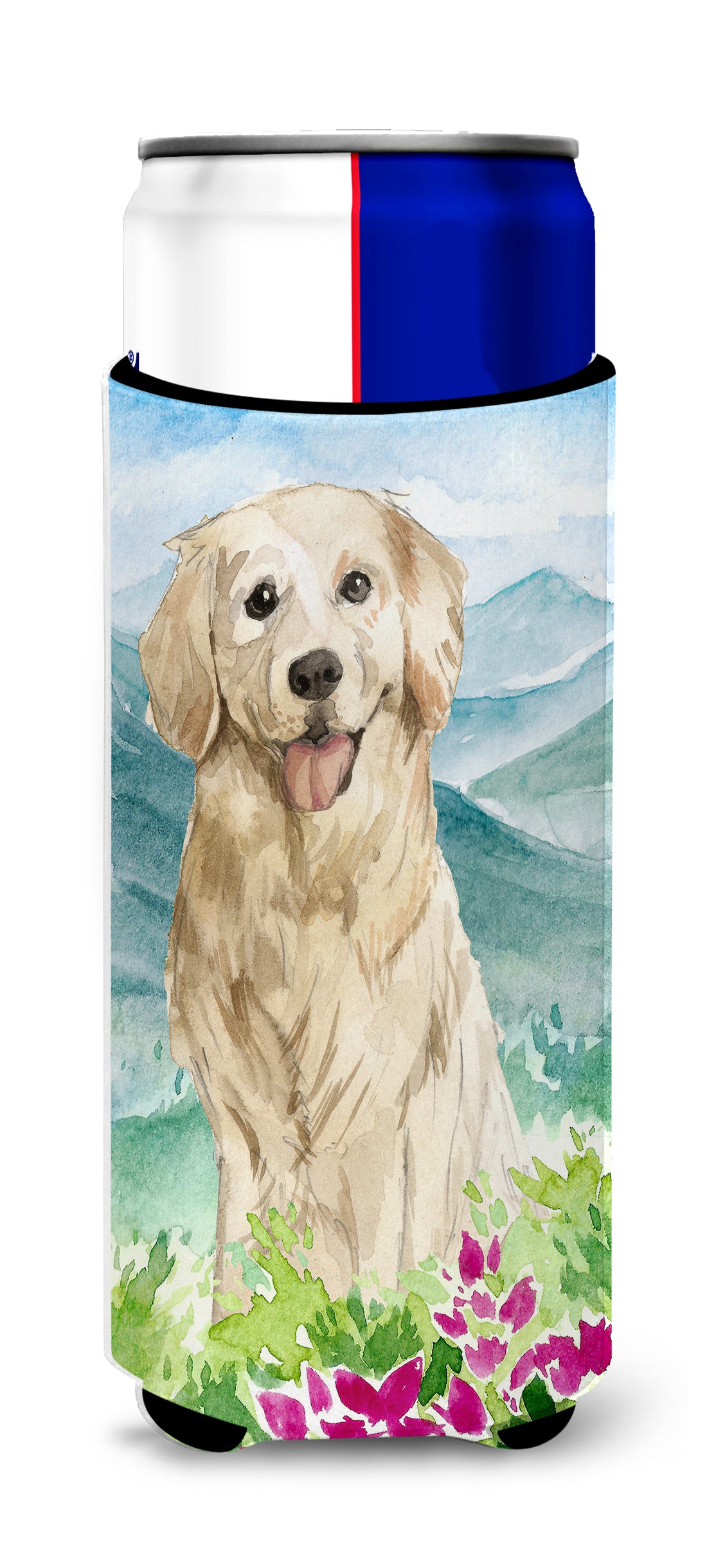 Mountain Flowers Golden Retriever  Ultra Hugger for slim cans CK2536MUK  the-store.com.