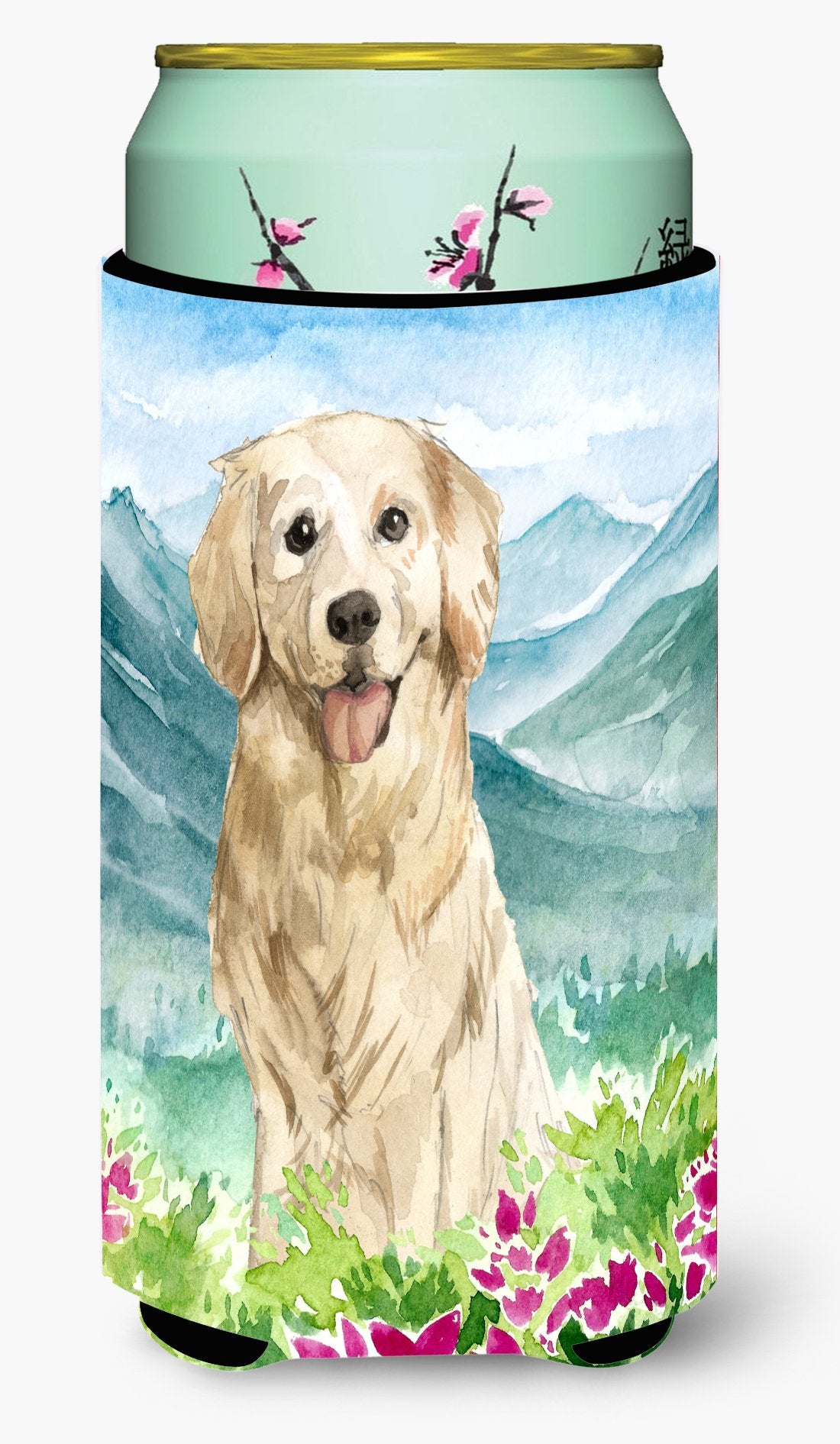 Mountain Flowers Golden Retriever Tall Boy Beverage Insulator Hugger CK2536TBC by Caroline&#39;s Treasures