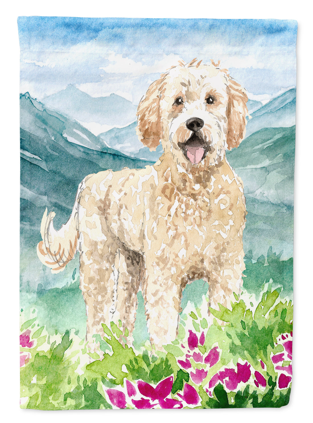 Mountain Flowers Goldendoodle Flag Garden Size CK2537GF  the-store.com.