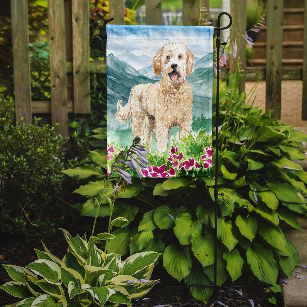 Mountain Flowers Goldendoodle Flag Garden Size CK2537GF  the-store.com.