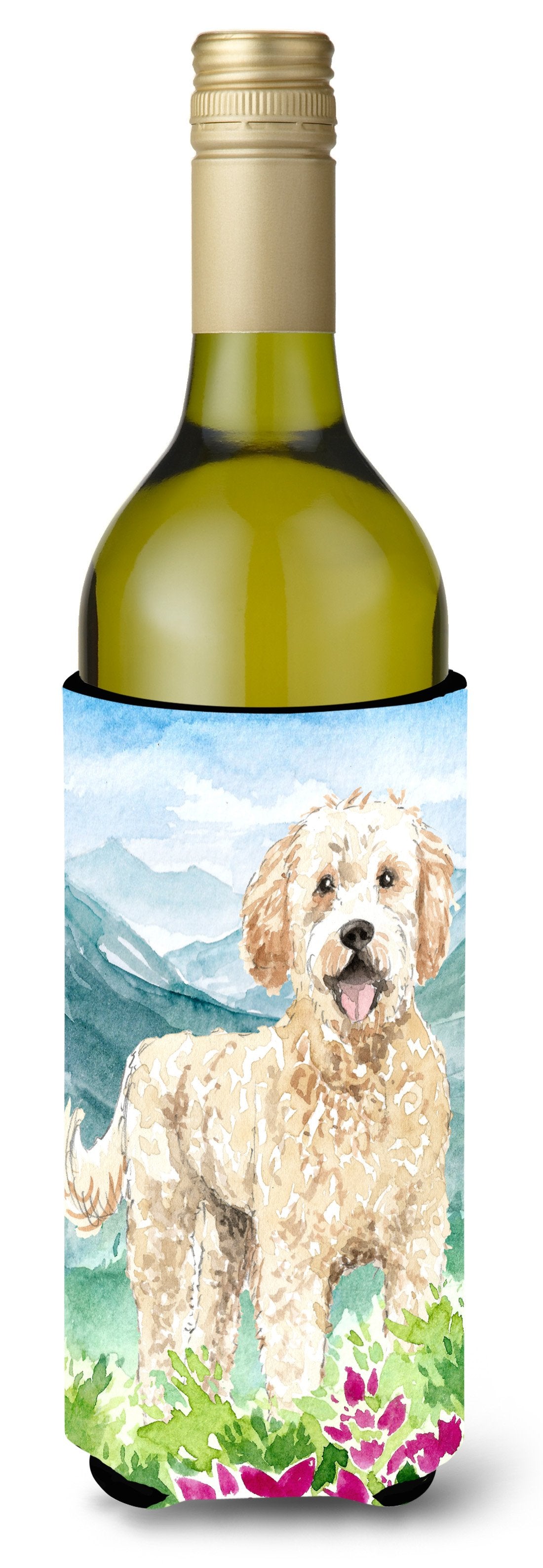 Mountain Flowers Goldendoodle Wine Bottle Beverage Insulator Hugger CK2537LITERK by Caroline's Treasures