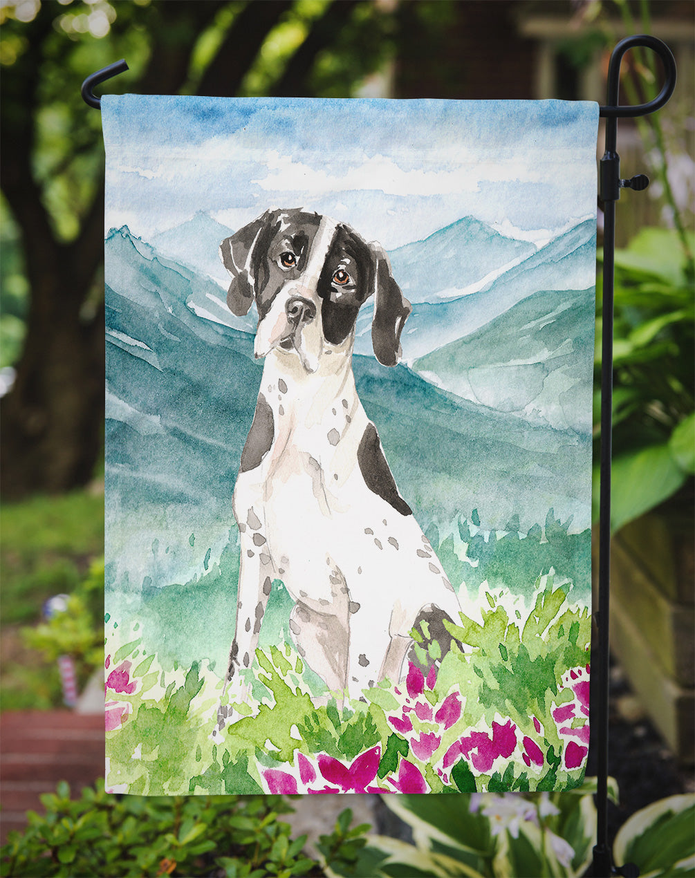 Mountain Flowers English Pointer Flag Garden Size CK2538GF  the-store.com.