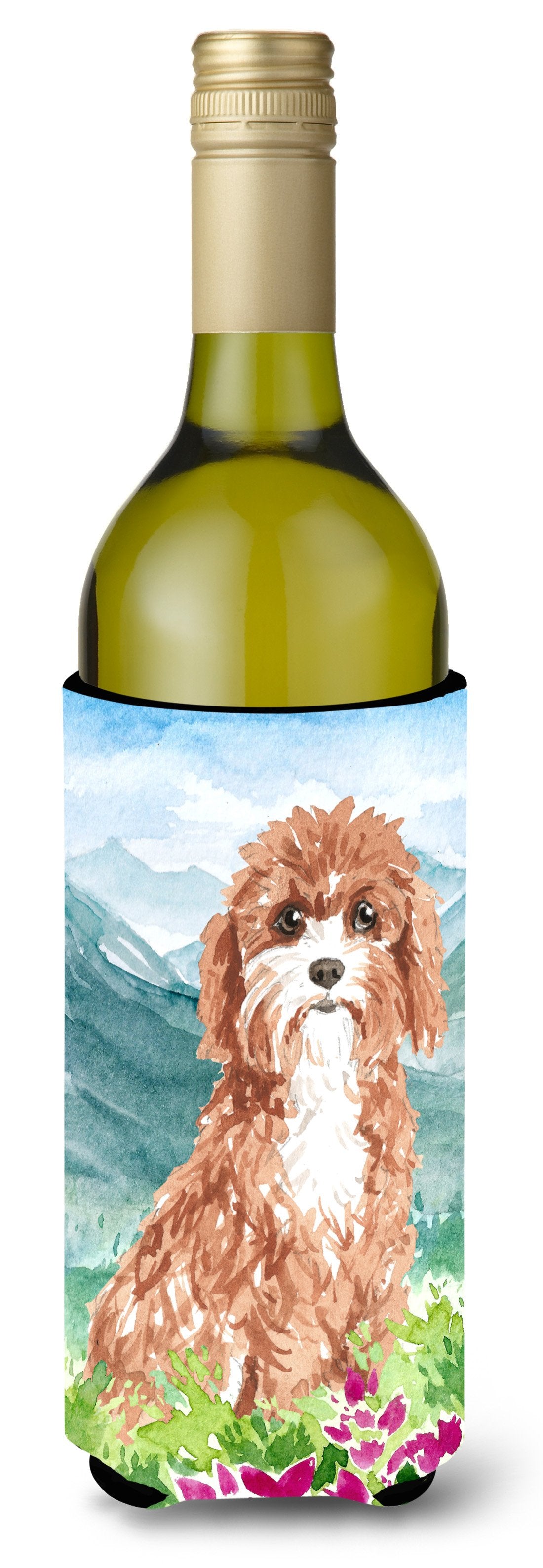 Mountain Flowers Cavapoo Wine Bottle Beverage Insulator Hugger CK2539LITERK by Caroline&#39;s Treasures