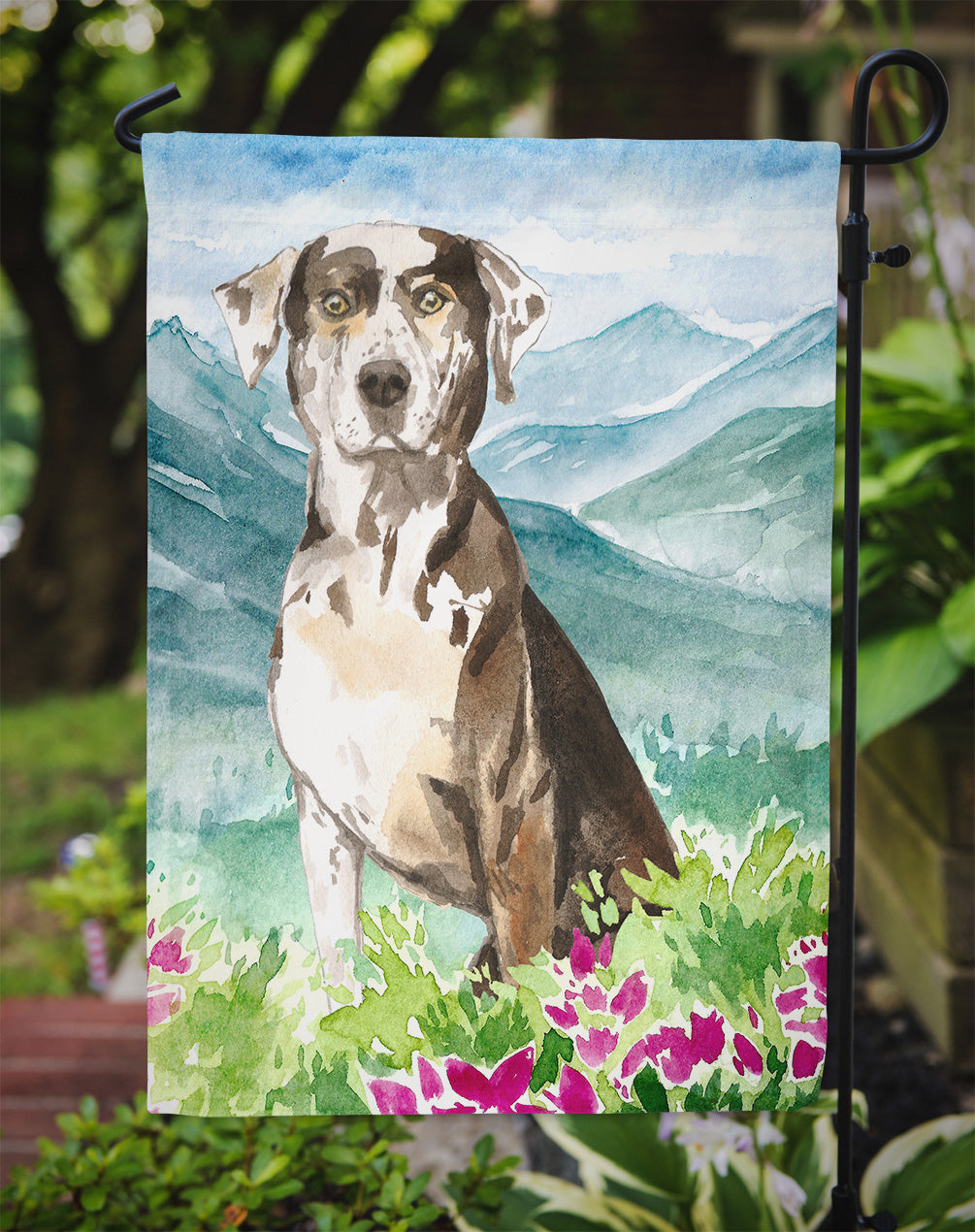 Mountain Flowers Catahoula Leopard Dog Flag Garden Size CK2540GF  the-store.com.