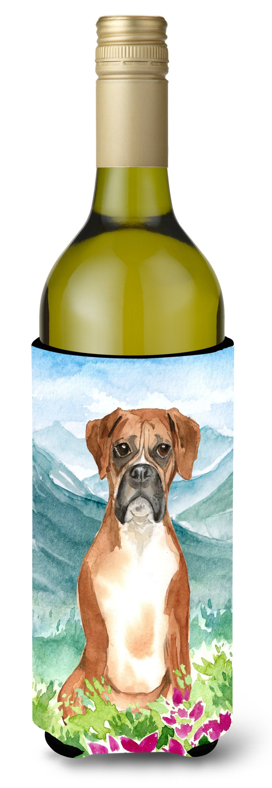 Mountain Flowers Boxer Wine Bottle Beverage Insulator Hugger CK2542LITERK by Caroline's Treasures