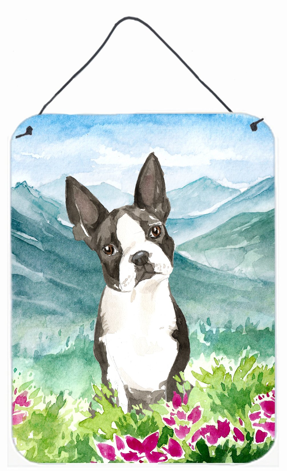 Mountain Flowers Boston Terrier Wall or Door Hanging Prints CK2544DS1216 by Caroline&#39;s Treasures