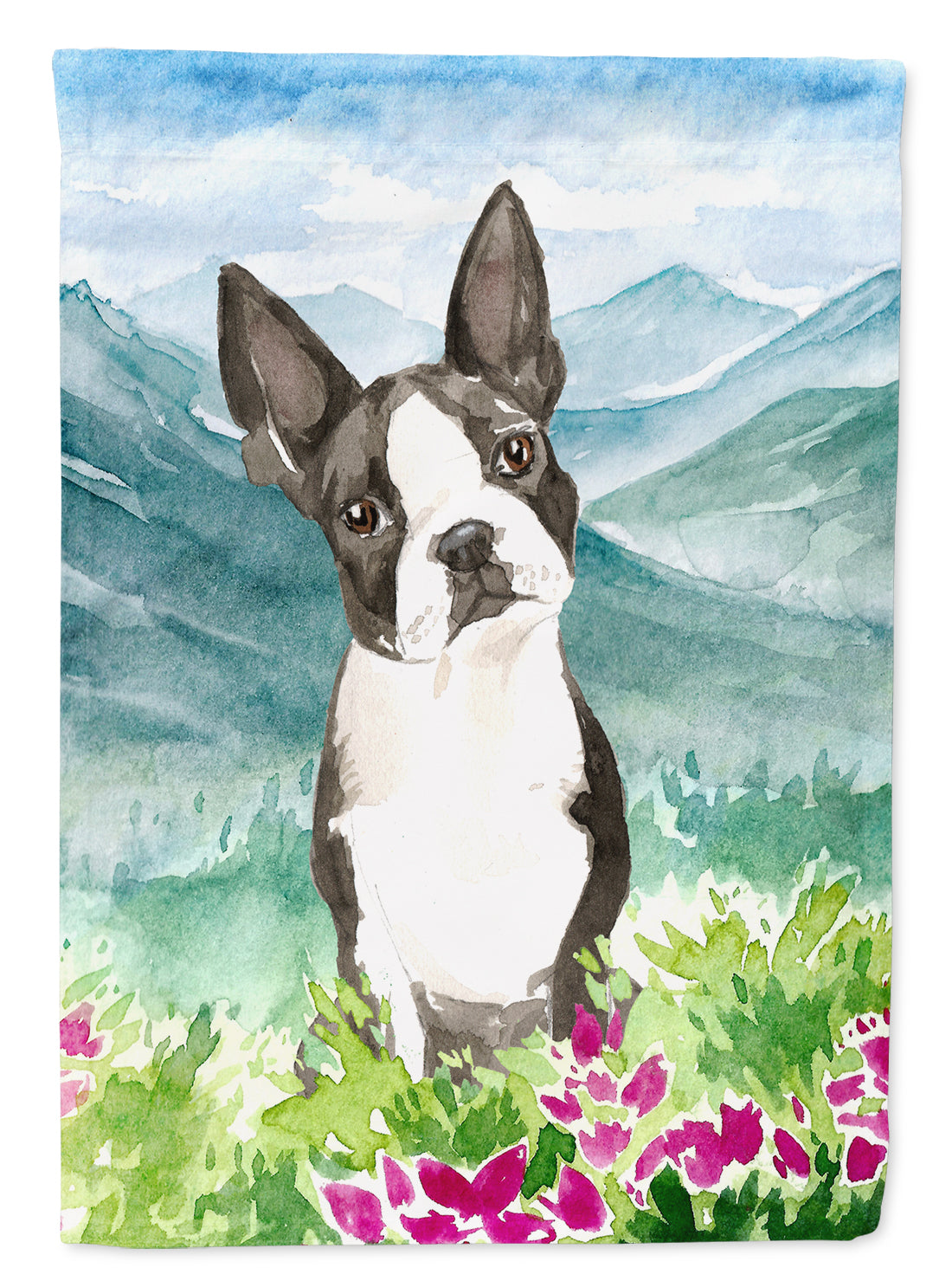 Mountain Flowers Boston Terrier Flag Garden Size CK2544GF  the-store.com.