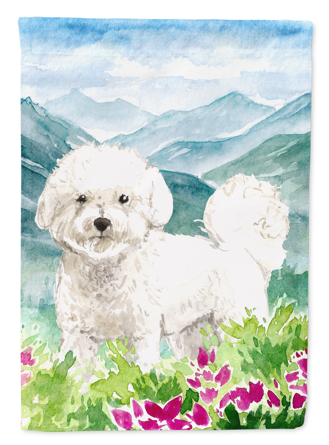 Mountain Flowers Bichon Frise Flag Canvas House Size CK2546CHF  the-store.com.