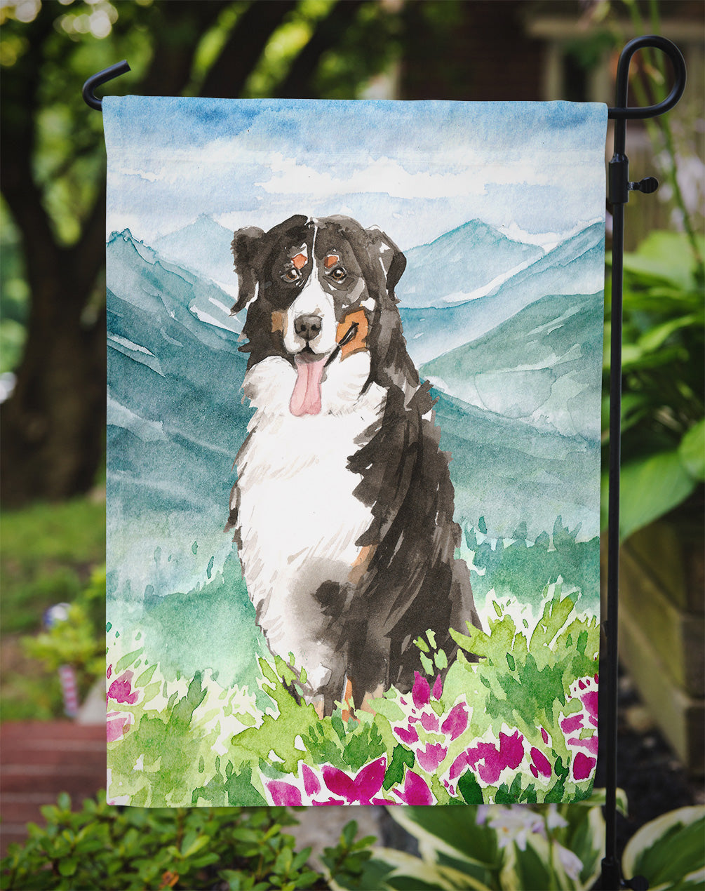 Mountain Flowers Bernese Mountain Dog Flag Garden Size CK2547GF  the-store.com.