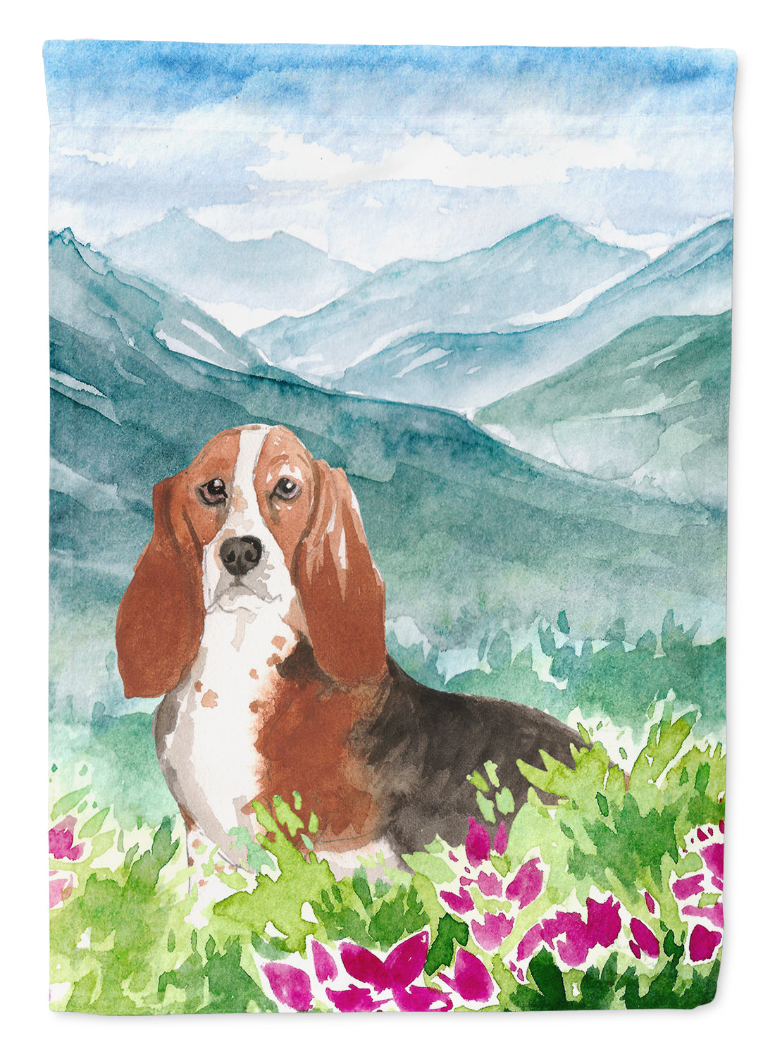 Mountain Flowers Basset Hound Flag Garden Size CK2548GF  the-store.com.