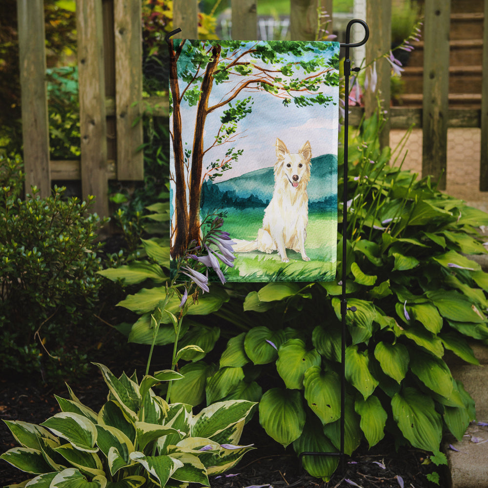 Under the Tree  White Collie Flag Garden Size CK2551GF  the-store.com.