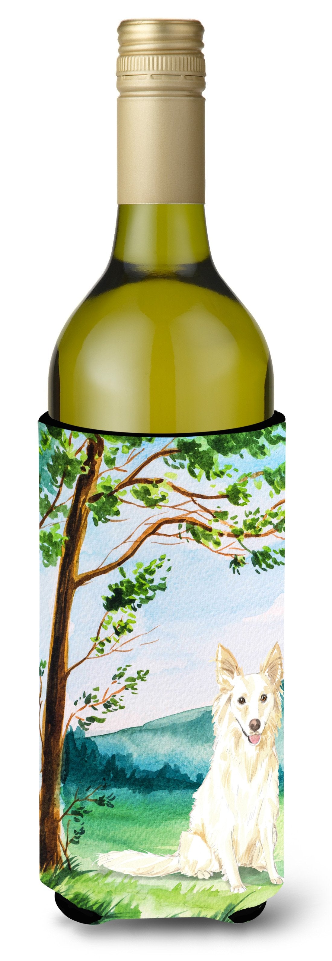 Under the Tree  White Collie Wine Bottle Beverage Insulator Hugger CK2551LITERK by Caroline's Treasures