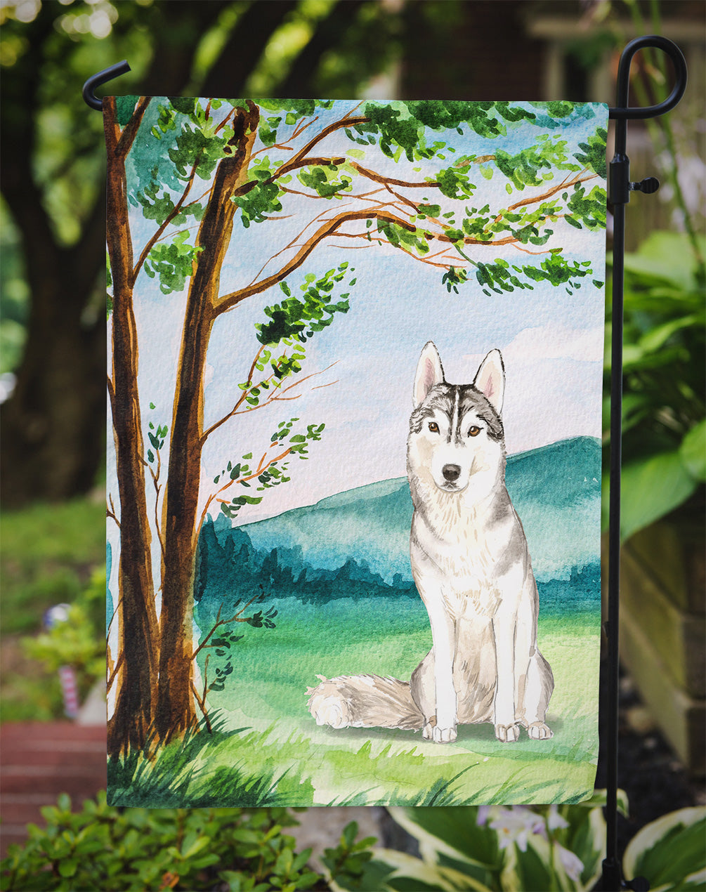 Under the Tree Siberian Husky Flag Garden Size CK2555GF  the-store.com.