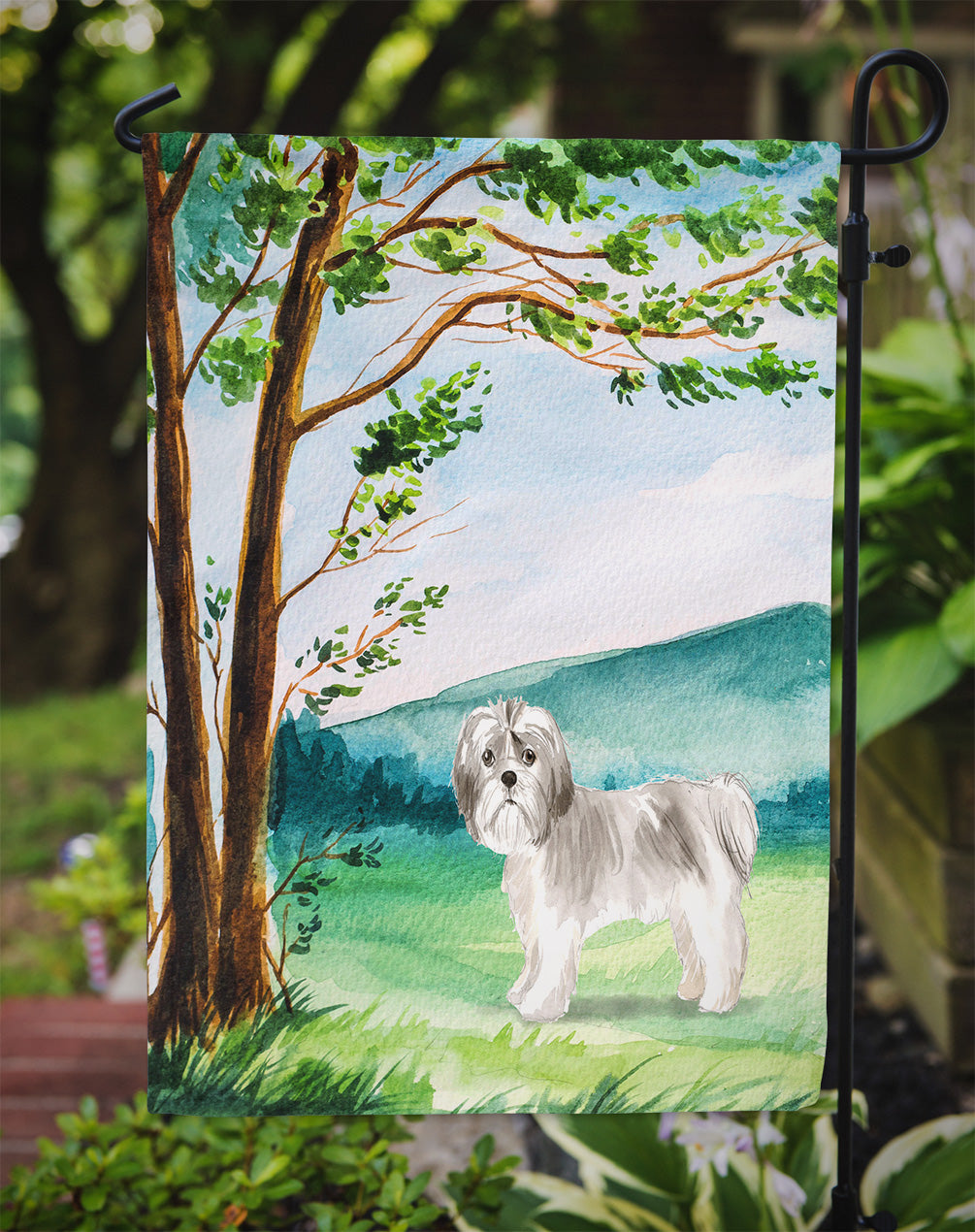 Under the Tree Shih Tzu Puppy Flag Garden Size CK2556GF  the-store.com.