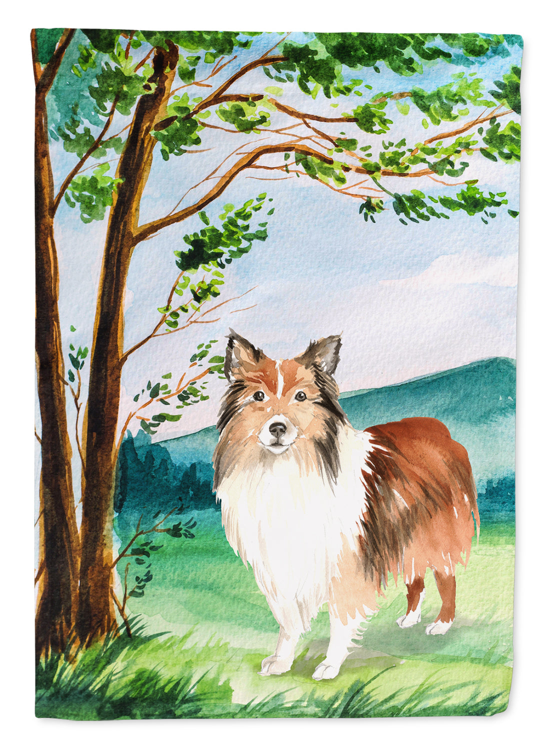 Under the Tree Sheltie Flag Garden Size CK2558GF  the-store.com.