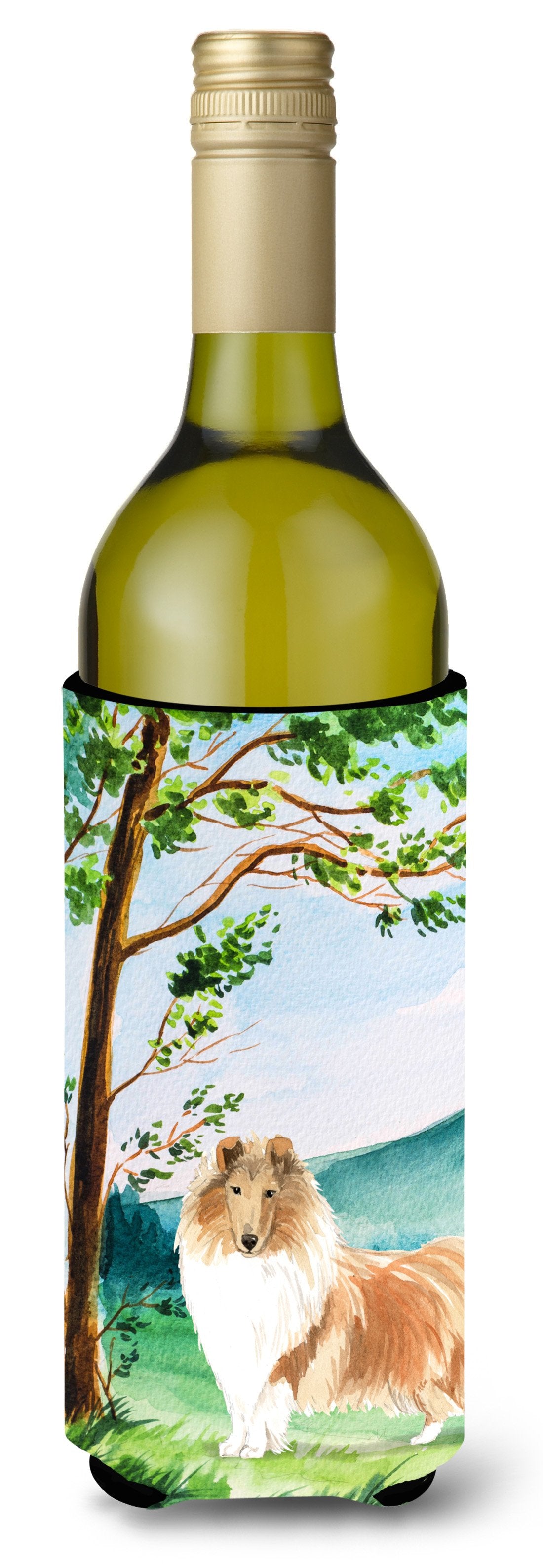 Under the Tree Collie Wine Bottle Beverage Insulator Hugger CK2561LITERK by Caroline's Treasures