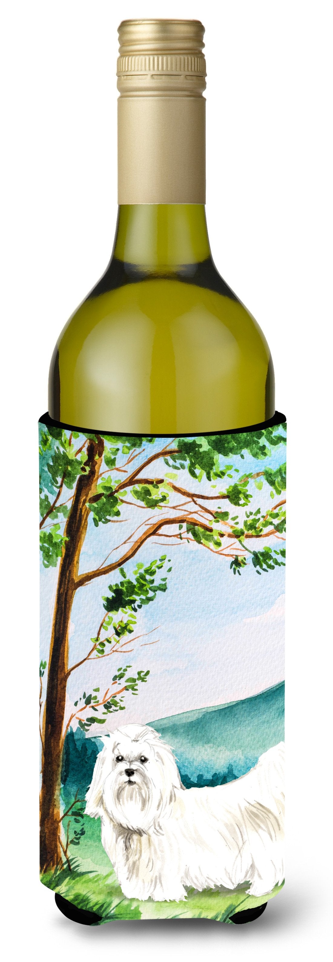 Under the Tree Maltese Wine Bottle Beverage Insulator Hugger CK2565LITERK by Caroline's Treasures