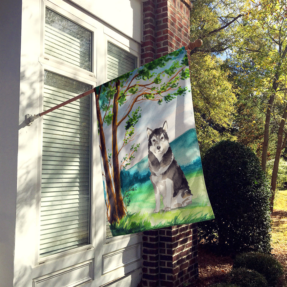 Under the Tree Alaskan Malamute Flag Canvas House Size CK2566CHF  the-store.com.