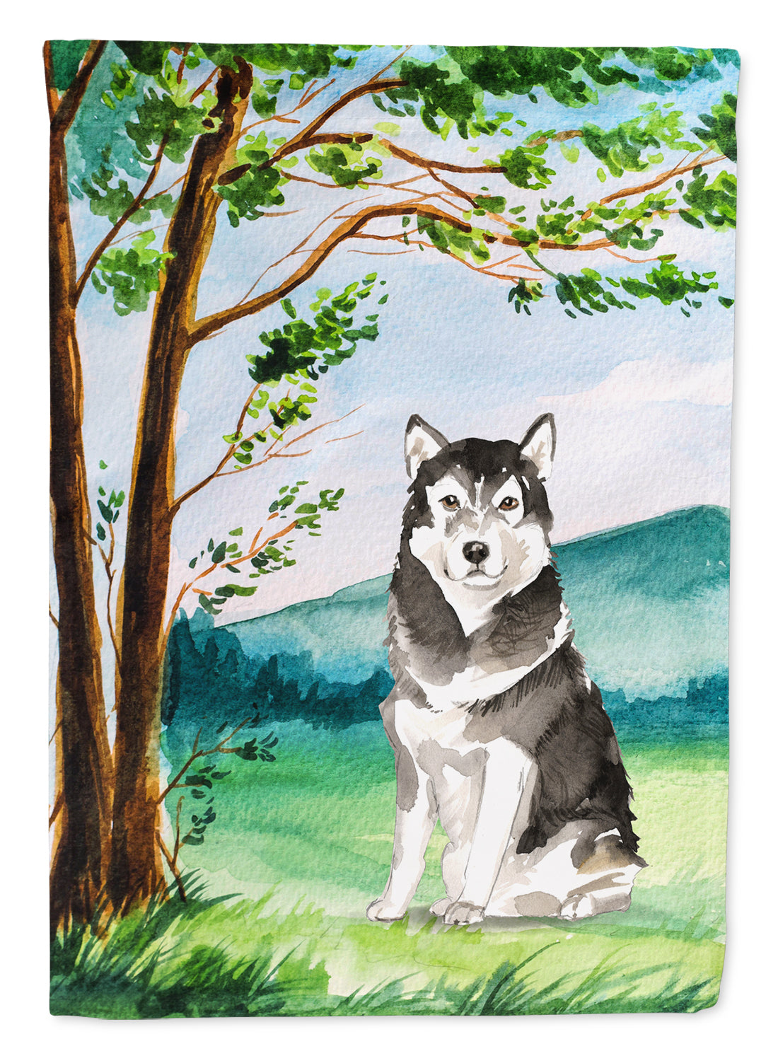 Under the Tree Alaskan Malamute Flag Garden Size CK2566GF  the-store.com.