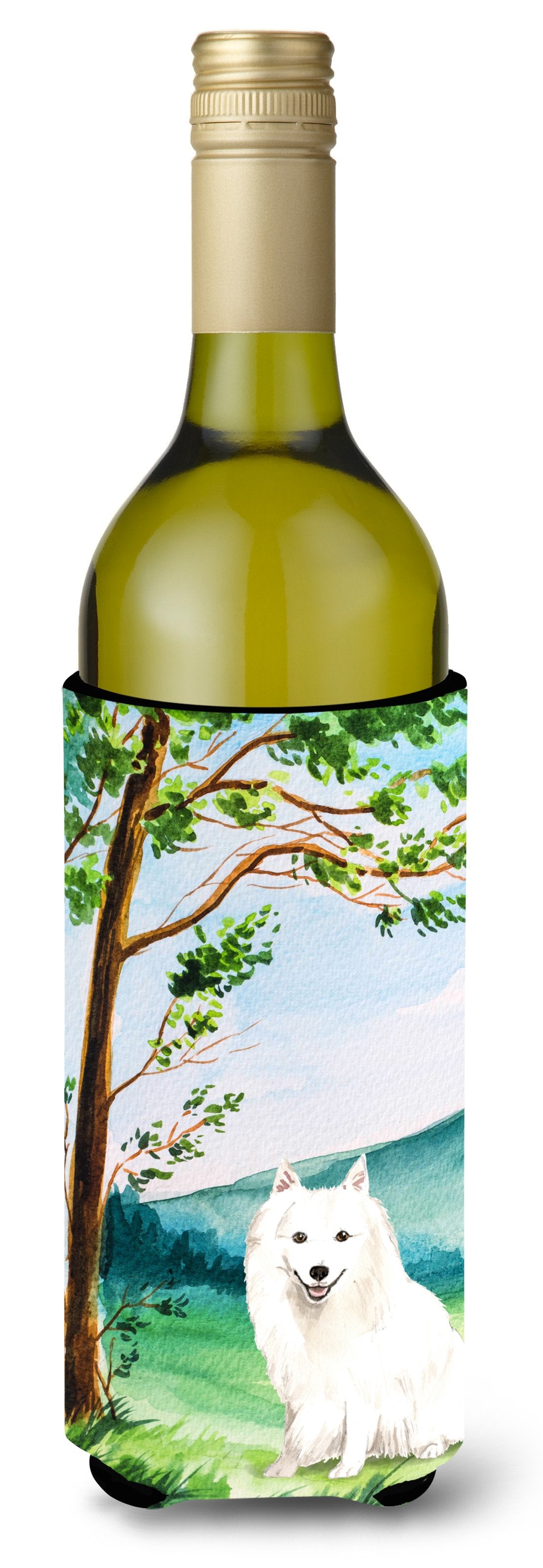 Under the Tree Japanese Spitz Wine Bottle Beverage Insulator Hugger CK2569LITERK by Caroline's Treasures