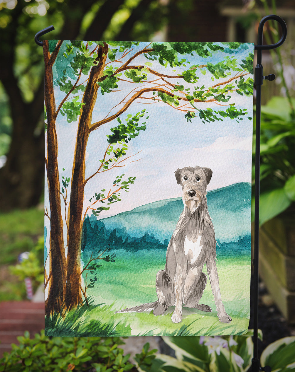 Under the Tree Irish Wolfhound Flag Garden Size CK2570GF  the-store.com.