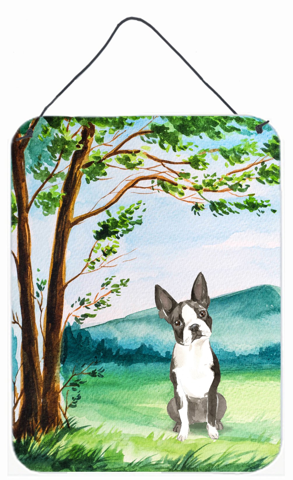 Under the Tree Boston Terrier Wall or Door Hanging Prints CK2580DS1216 by Caroline&#39;s Treasures