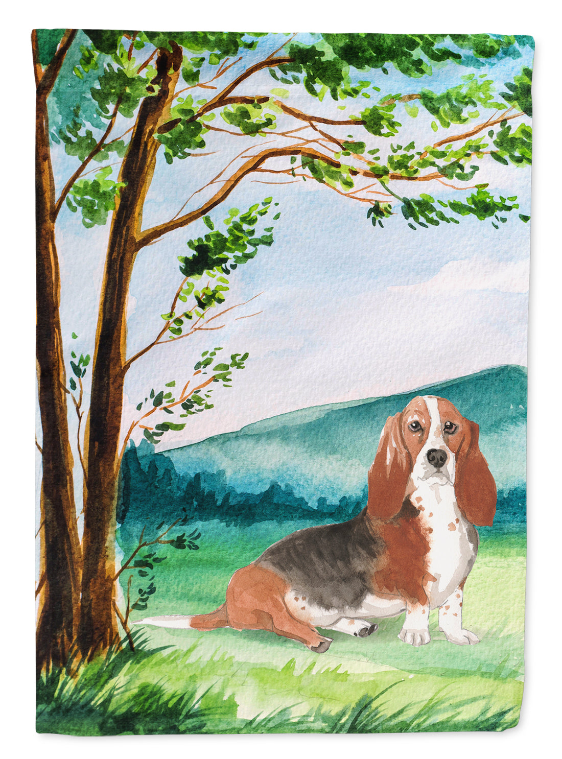 Under the Tree Basset Hound Flag Canvas House Size CK2584CHF  the-store.com.