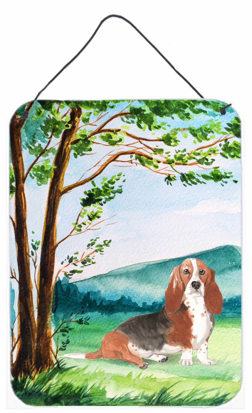 Under the Tree Basset Hound Wall or Door Hanging Prints CK2584DS1216 by Caroline&#39;s Treasures