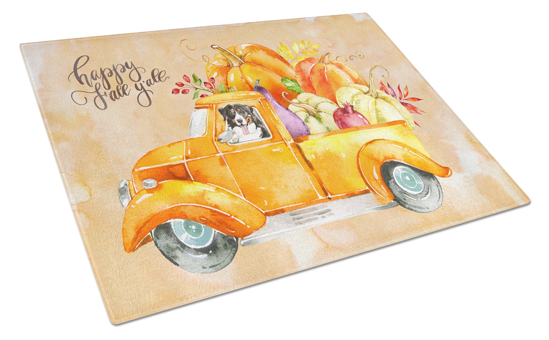 Fall Harvest Bernese Mountain Dog Glass Cutting Board Large CK2607LCB by Caroline's Treasures