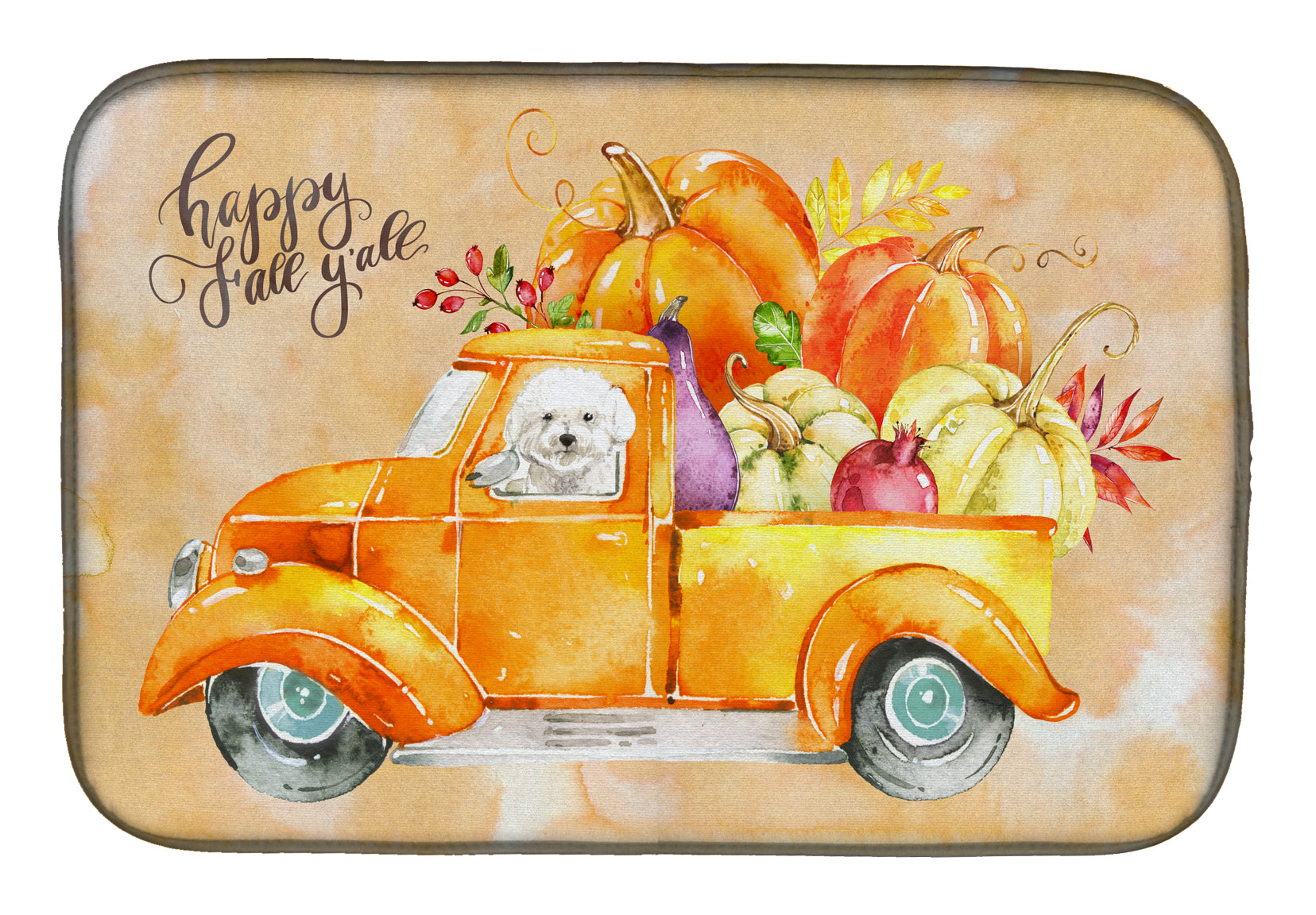 Fall Harvest Bichon Frisé Dish Drying Mat CK2608DDM  the-store.com.